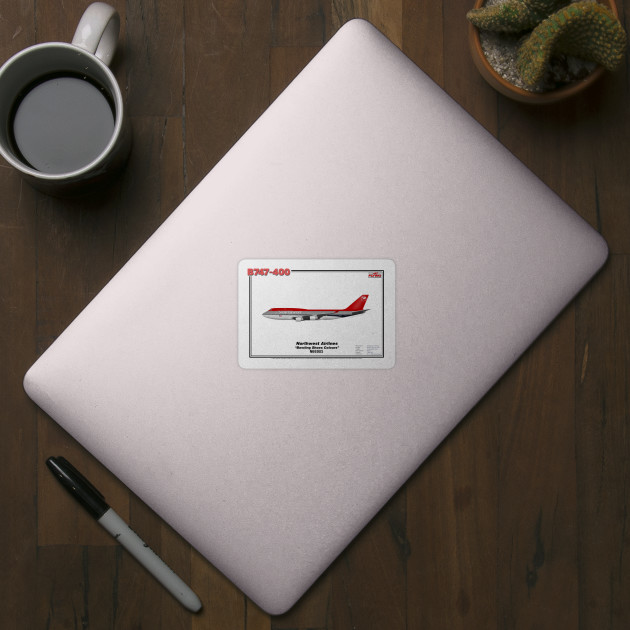 Boeing B747-400 - Northwest Airlines "Bowling Shoe Colours" (Art Print) by TheArtofFlying